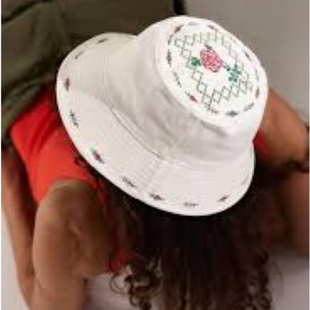 Urban Outfitters Rose Embroidered Bucket Hat